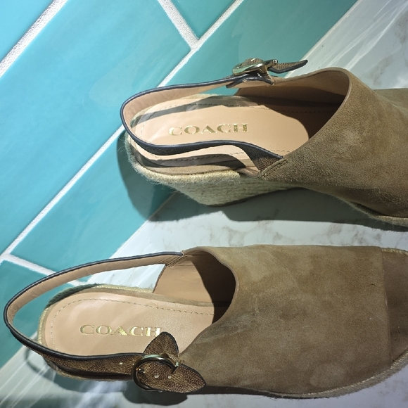1- Coach Beige Espadrille Wedges - Picture 4 of 9